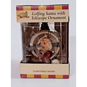 Golfing Santa with Telescope Ornament.. Clubhouse Collection Holiday Collectible